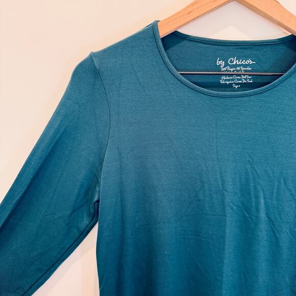 NWT Chico’s Smooth Karina Shirttail Top Goddess Green Size 0 - Picture 2 of 8